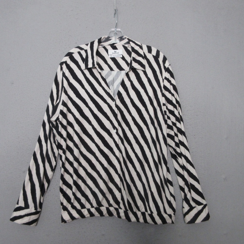 Buttercloth Top Women XL Zebra Pre-Tucked Fit Icy Bamboo Career Soft‎ Stretch